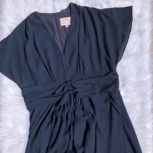 Gal Meets Glam Jane Tie Waist Midi Dress Navy 20